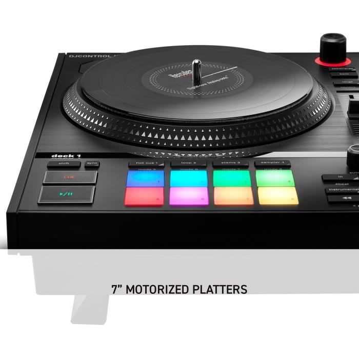 HERCULES DJCONTROL INPULSE T7 - Controlador de DJ motorizado negro con dos decks