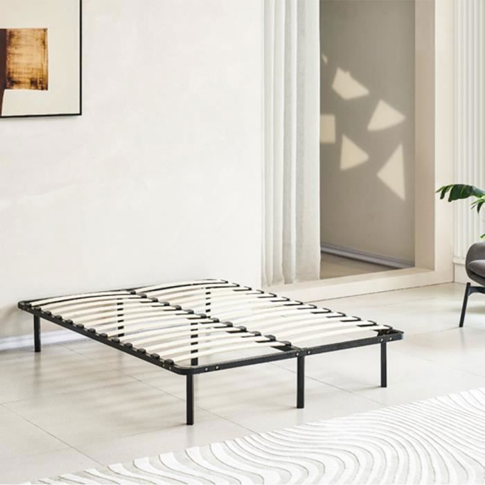 Base de cama de láminas de 160x200 cm - DEWINNER - Acero reforzado - 26 láminas - 7 patas incluidas