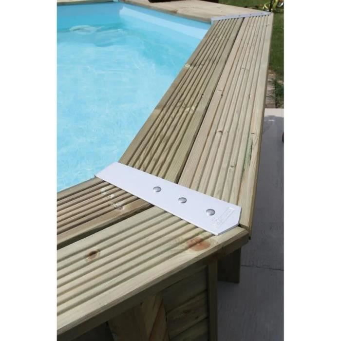 Kit de piscina de madeira UBBINK Maldives para instalação acima do solo - 490 x 300 x 120 cm - Oval (Filtro de areia, escada interna, escada externa)