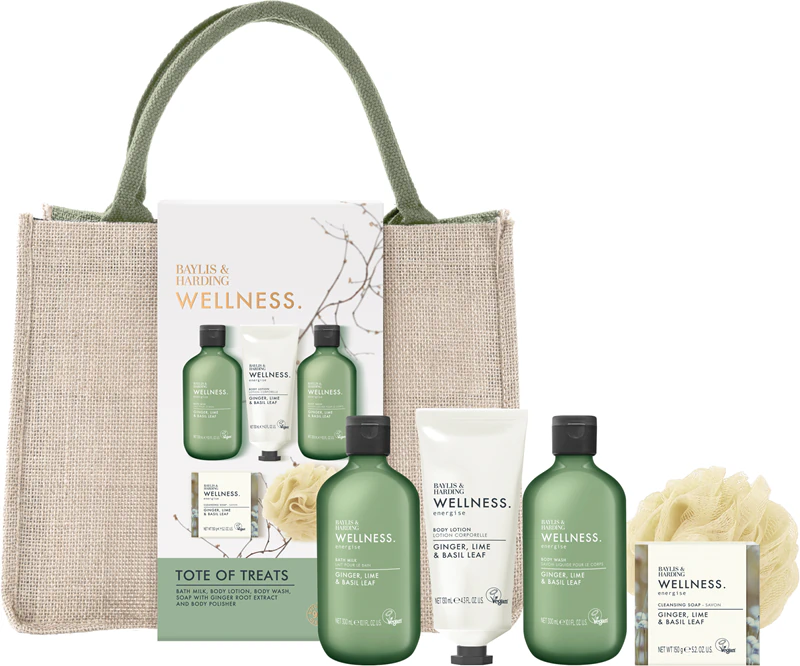 Baylis & Harding Wellness. Conjunto de Presente Energise com Necessaire - Gengibre, Lima e Folha de Manjericão