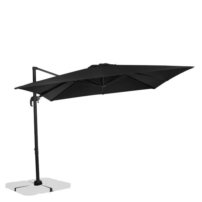 Parasol déporté carré 3x3m - Rotation 360°C - Angle d'inclinaison réglable - Résistant aux UV - Anthracite- noir - Parasol Pisognge