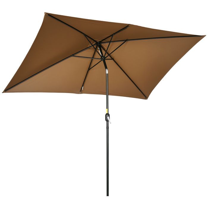 Sombrilla rectangular basculante - Outsunny - protección solar - tejido de poliéster de 180 g/m² - 2,94 m de largo x 1,98 m de ancho x 2,55 m de alto - marrón