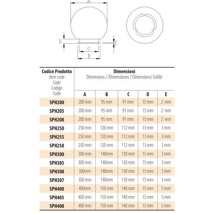 Buitenlantaarn - VELAMP - 300 mm PMMA-bol - E27 - IP44 waterdicht - LED-compatibel