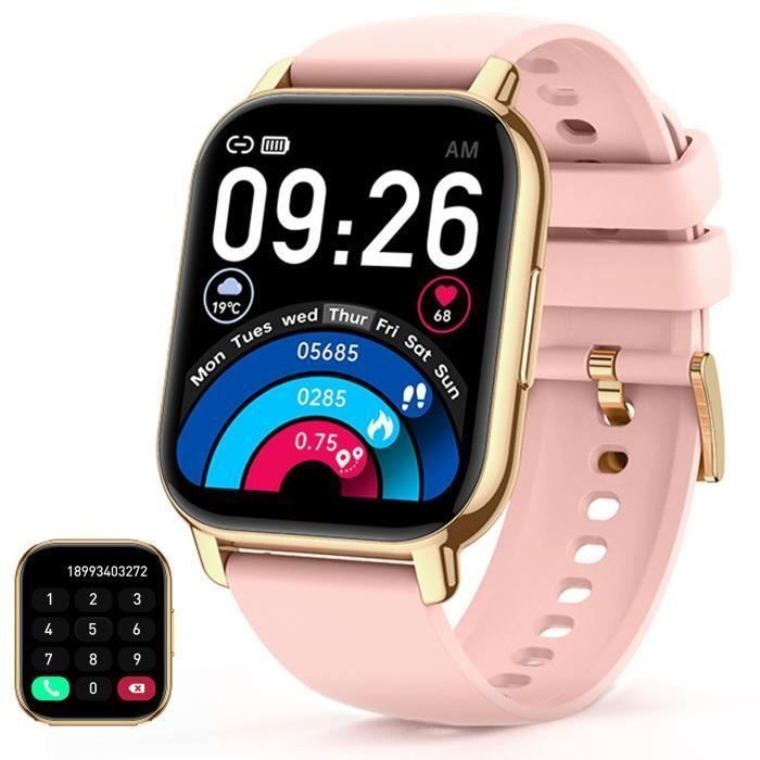 Montre Connectée Femme SmartWatch avec Appels Bluetooth 1,85'' GPS 24 modes Sport IP68 Etanche Trackers d'activité pour Android iOS