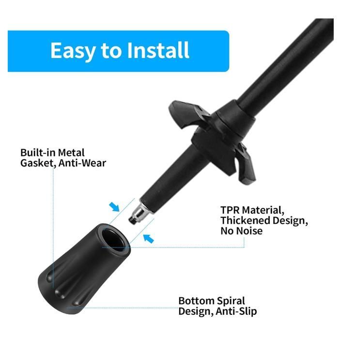 Pcs Walking Stick Tips, 11mm Rubber Protective Pads, Anti-Slip Hiking Stick Tips, Foot Caps