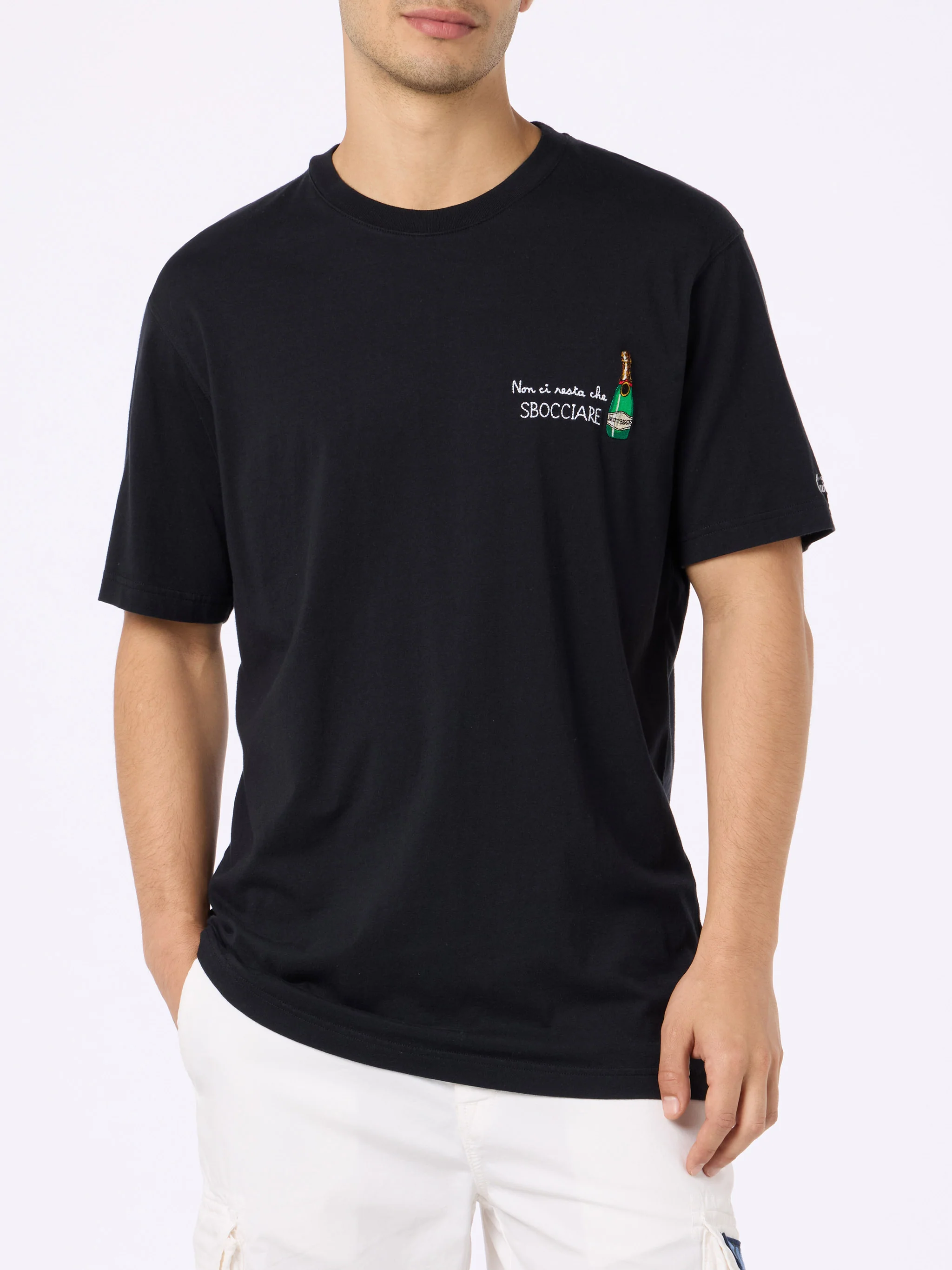 T-shirt da uomo classic fit in jersey di cotone Portofino con ricamo N