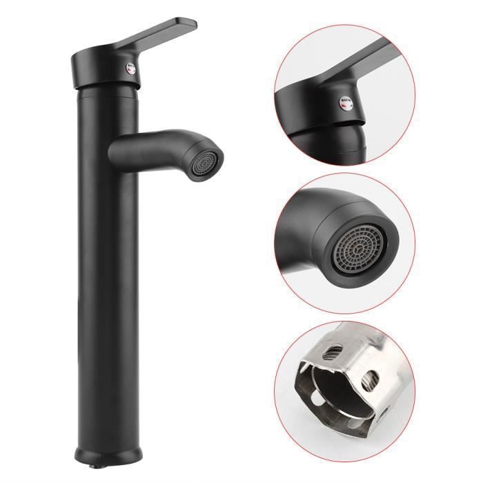 Grifo mezclador de acero inoxidable negro para lavabo e inodoro.