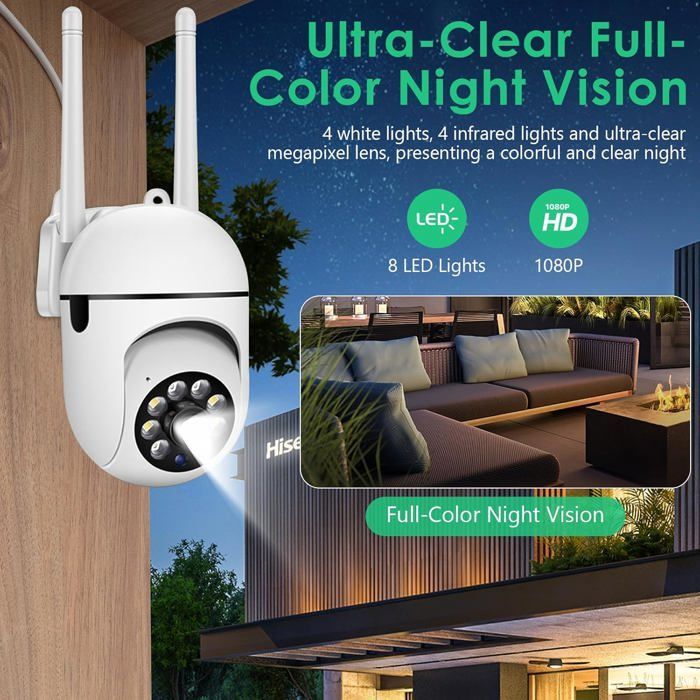Outdoor Surveillance Camera, Smartphone Connected, Night Vision, Real-Time Notifications, Person Detection, S[YC384]