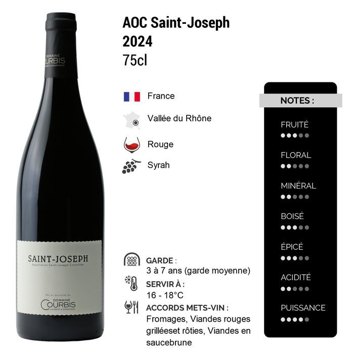 Domaine Courbis Saint-Joseph Cuvée Domaine 2024 - Vinho Tinto do Vale do Ródano (6x75cl)