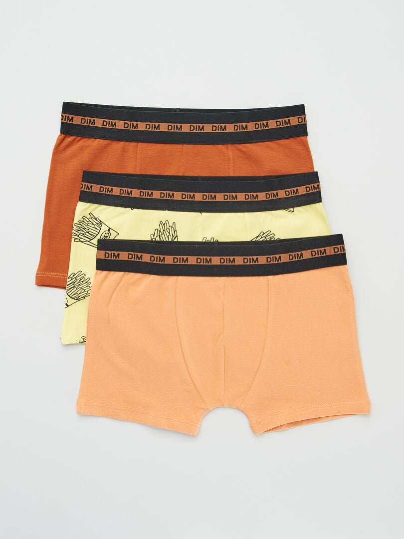 Conjunto de 3 cuecas boxer 'DIM' - LARANJA