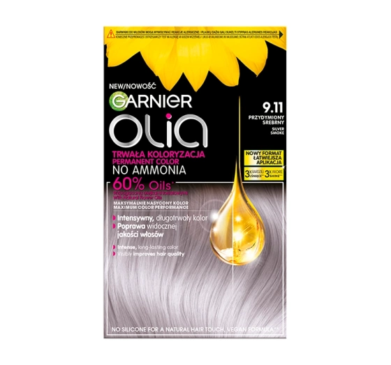 Garnier Olia trwała farba do włosów bez amoniaku 9.11 Przydymiony Srebrny