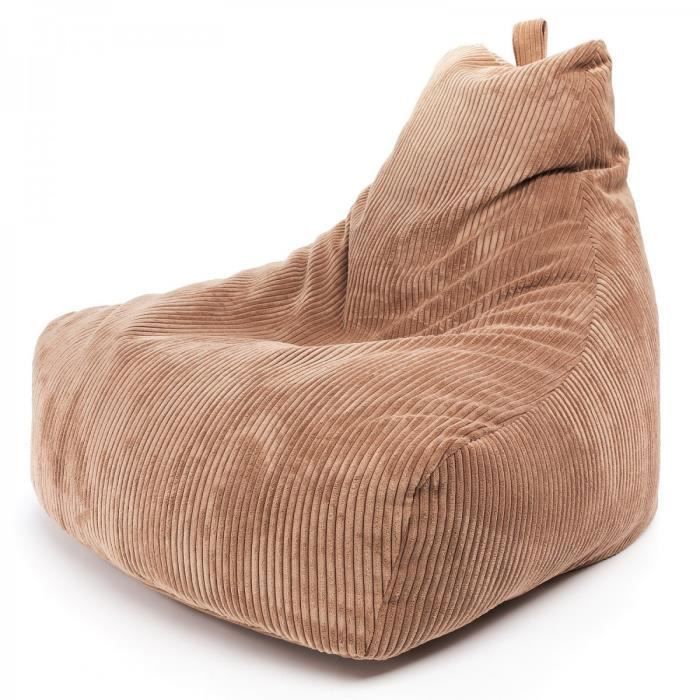 Sillón tipo puf KEIKO M en pana beige