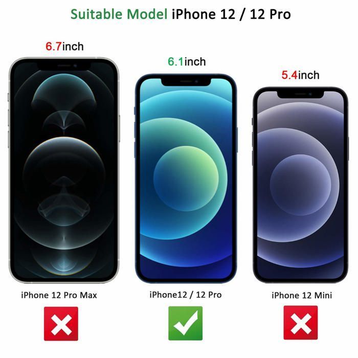 Lot de 3, Verre Trempé pour iPhone 12 et iPhone 12 Pro (6,1
