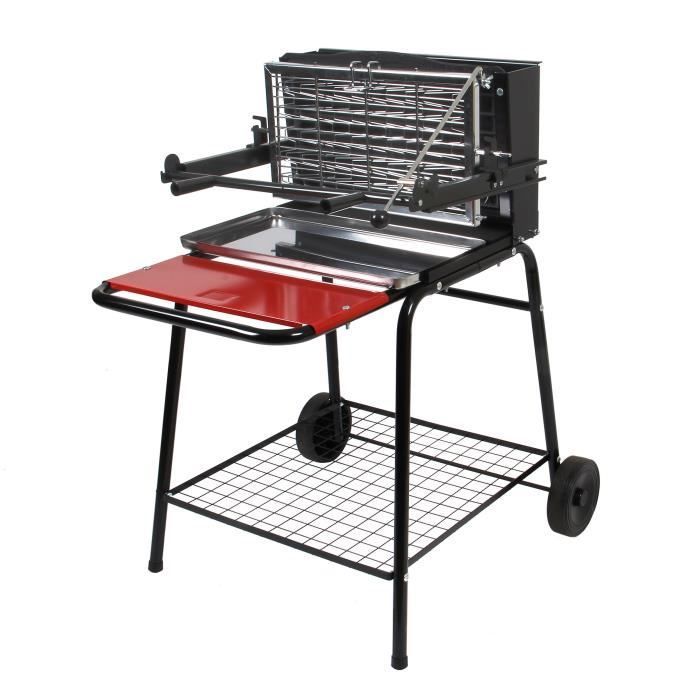 SOMAGIC RAYMOND Charcoal Barbecue - Grill and Rotisserie - Cooking Surface 46.5 x 26 cm - Black and Red