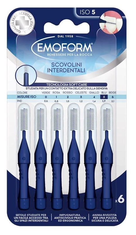 Emoform Iso 5 interdentale borsteltjes blauw, 6 stuks