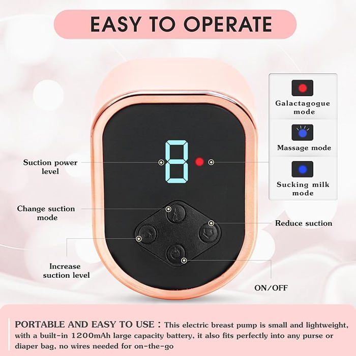 Tire Lait Électrique,Tire Lait Electrique Main Libre, 3 Modes et 9 Niveaux Recueil Lait Maternel,Tire Lait Sans Rose rose TIRE LAIT