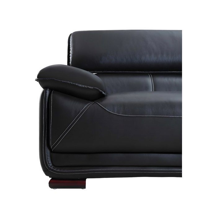 Canapé 2 places en cuir - MACELO - Noir - Design contemporain - Confort moelleux
