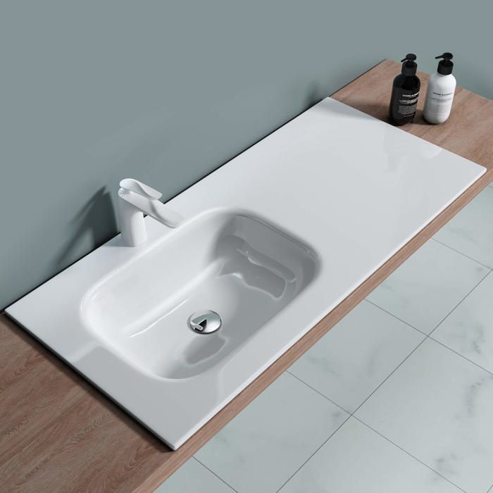 Lavabo vasque blanc 100cm à encastrer lave main doporro Colossum04 100x48x14cm