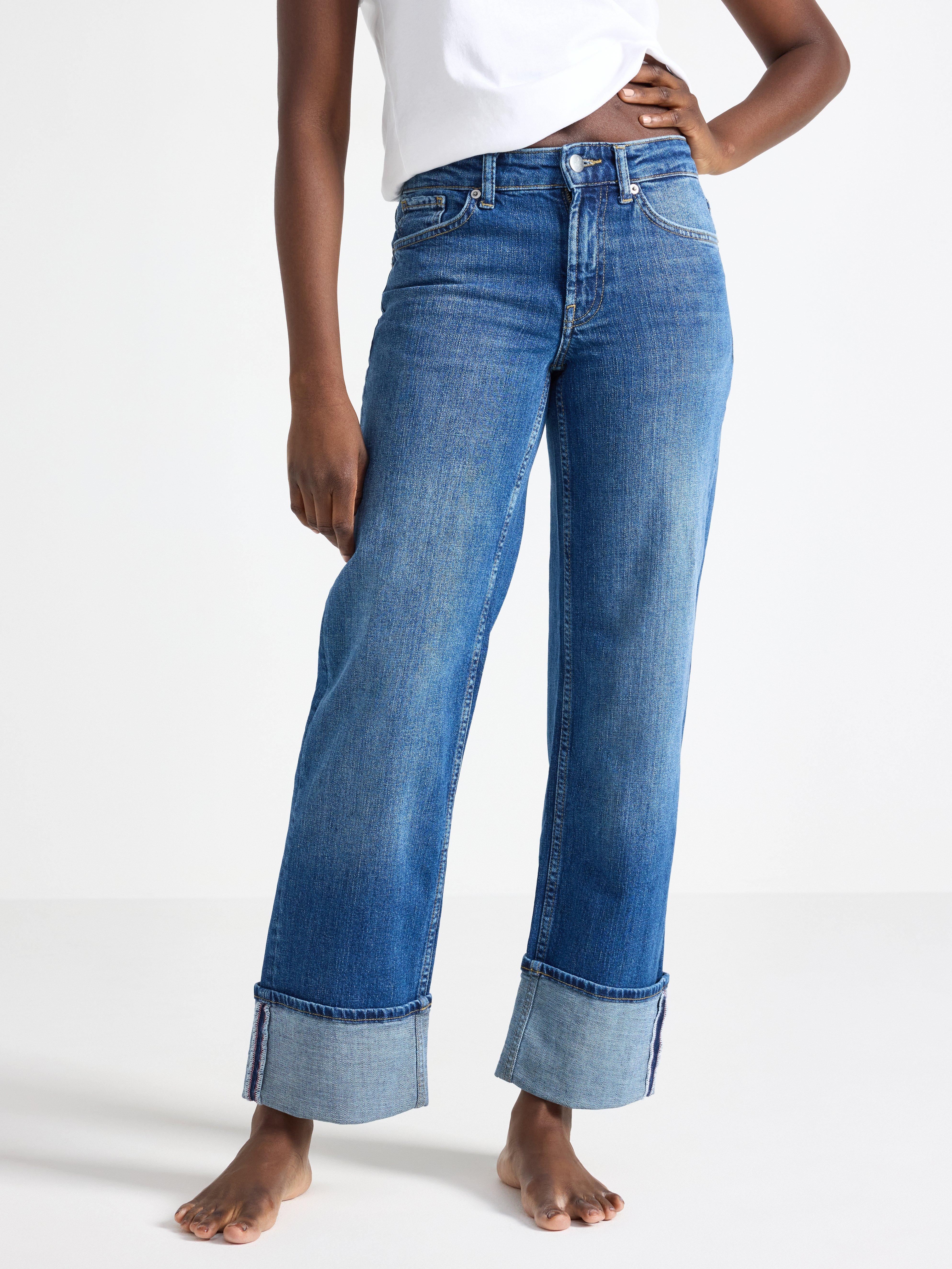STRAIGHT  jeans med uppvik Denim blue