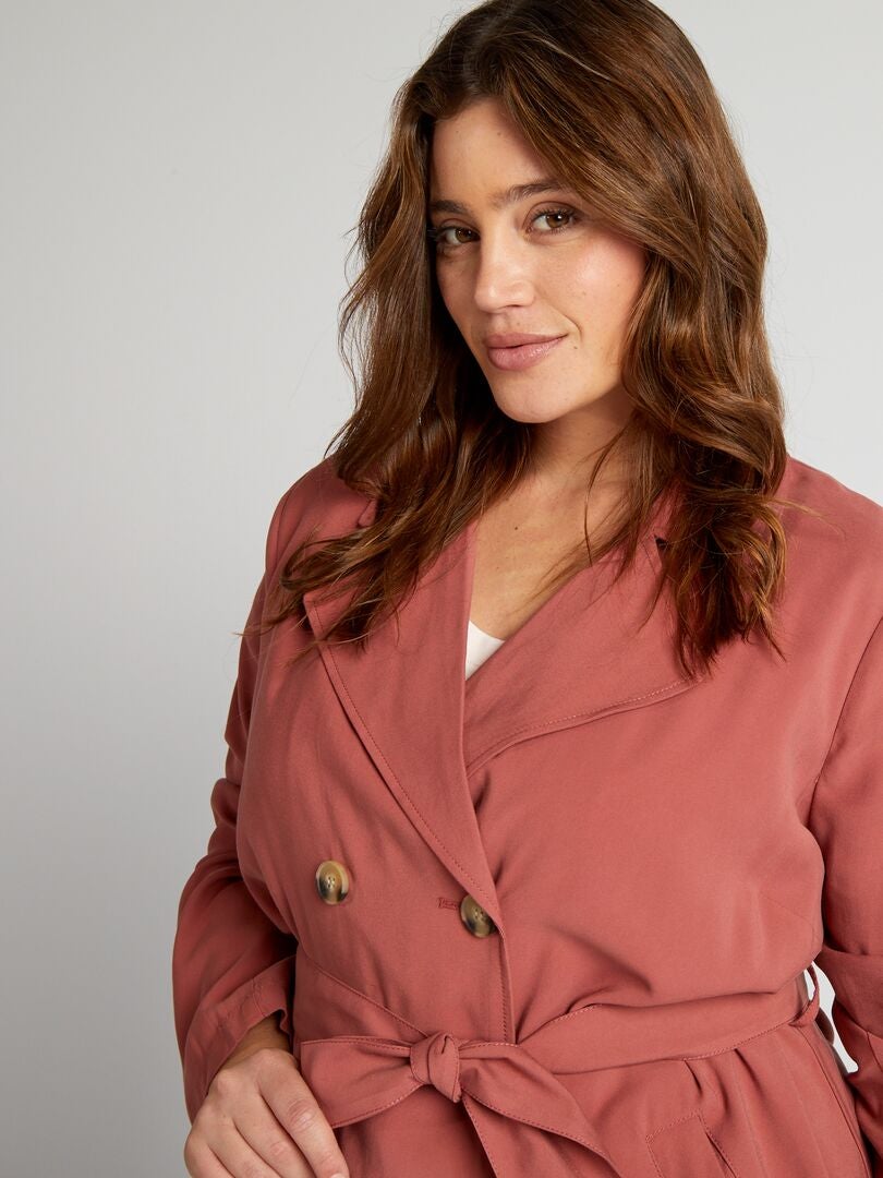 Zachte, dubbelbreasted trenchcoat - ROOD