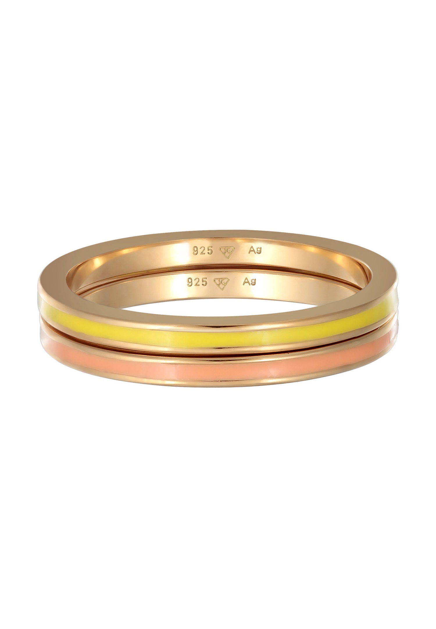 Elli Femmes Set Bande Basique avec Émail noir en Argent Sterling 925