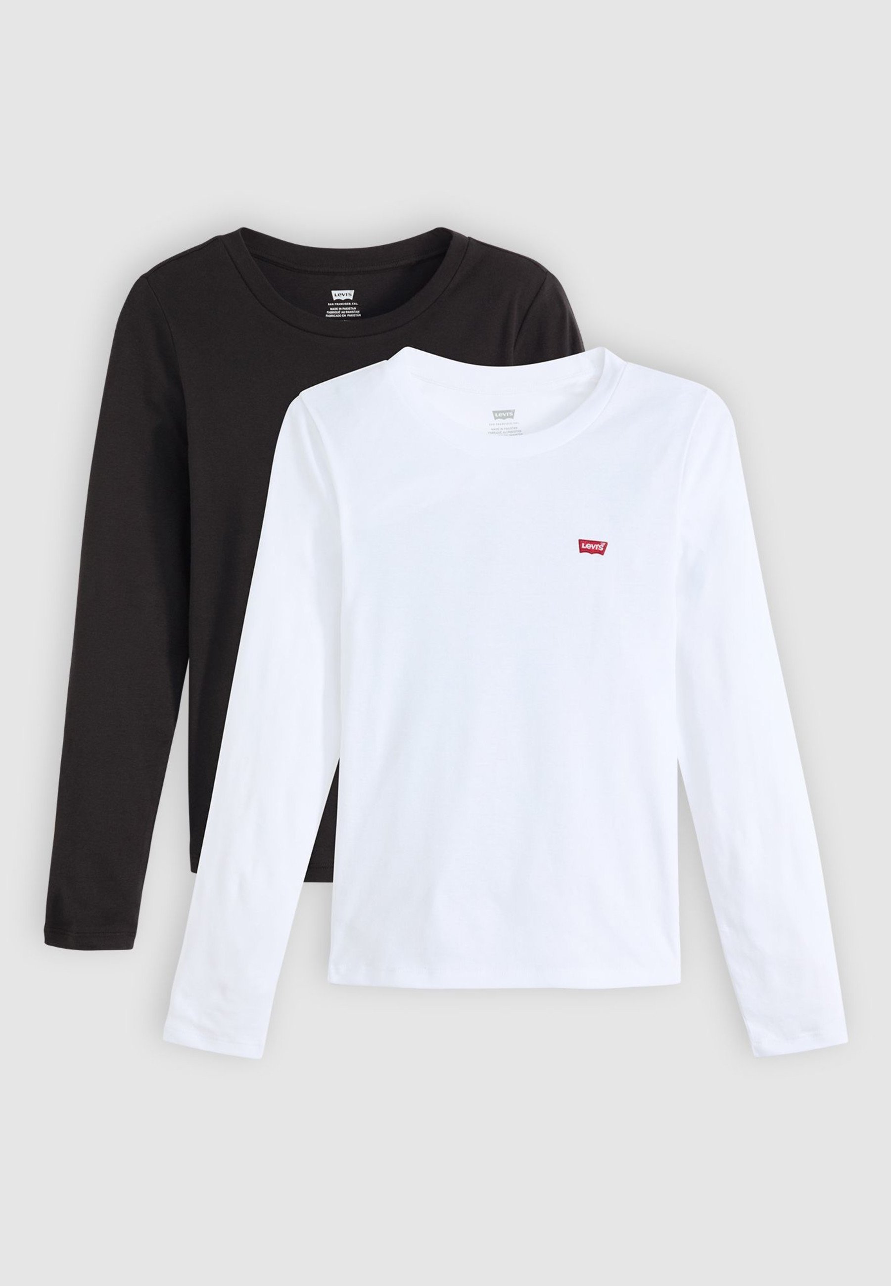 Levi's® ESSENTIAL TEE 2-PACK - Top met lange mouwen - wit/antraciet nacht