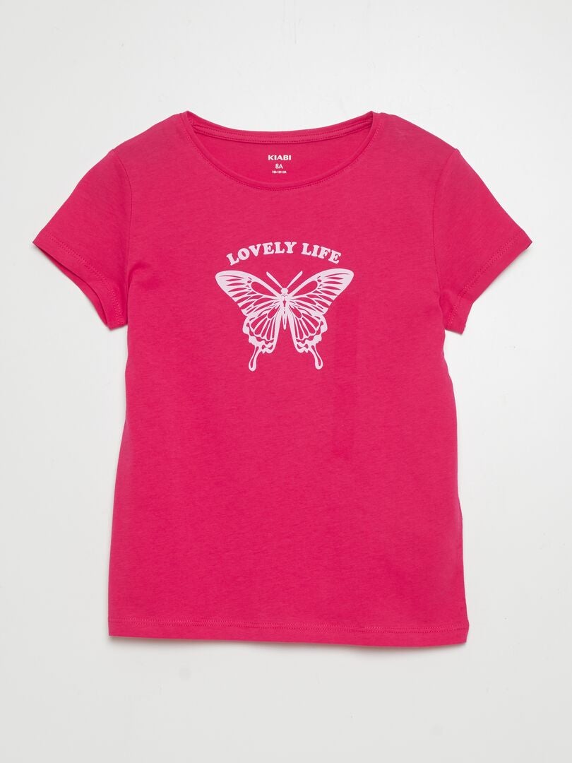 Bedrukt T-shirt met korte mouwen - ROZE