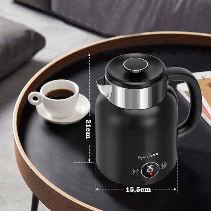 Taylor Swoden Asher - Cool Touch Double Wall Kettle 1.7L. Adjustable temperature, keeps hot for 1 hour. 2200W, 0% BPA.