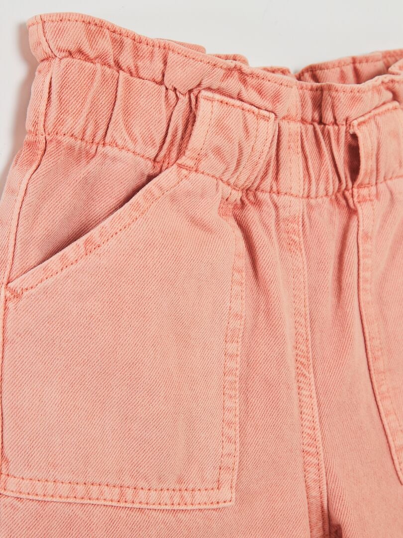 Jeans met elastische tailleband en mom fit model - ROZE