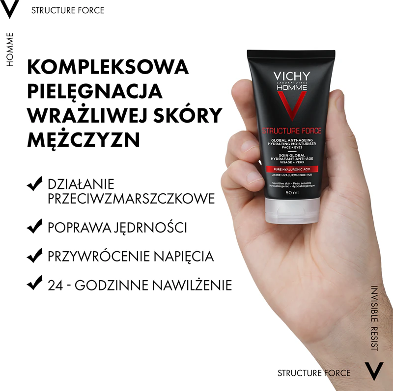 Vichy Homme Structure Force Creme Firmador Antirrugas com Ácido Hialurônico