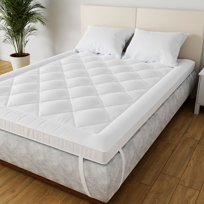 Cubrecolchón CASABEL Comfort de 160 x 200 cm, microfibra transpirable, antideslizante con bandas elásticas - Relleno de 800 g