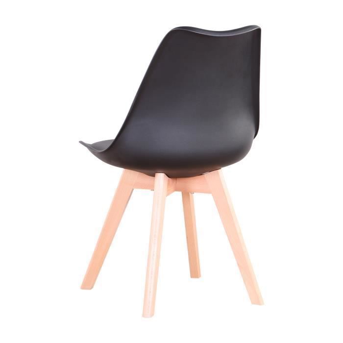 Set of 4 Chairs - DOWISDOLY - Scandinavian Chairs - Wooden Legs - Black