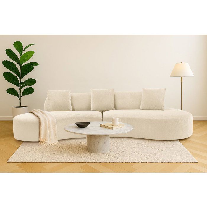 Canapé compressé modulable - 4 places - HARRY - Tissu Beige crème - 313 x 134 x 75 cm
