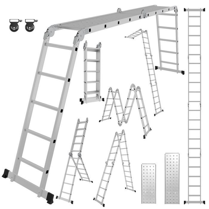 Riossad Échelle Multifonction 4x5 en Aluminium - Plateforme Multi-usages - Pliable - 582cm ECHELLE