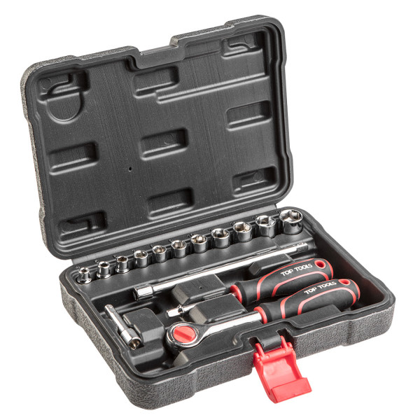 Zestaw kluczy nasad. 1/4, 15 szt. TOP TOOLS 38D525