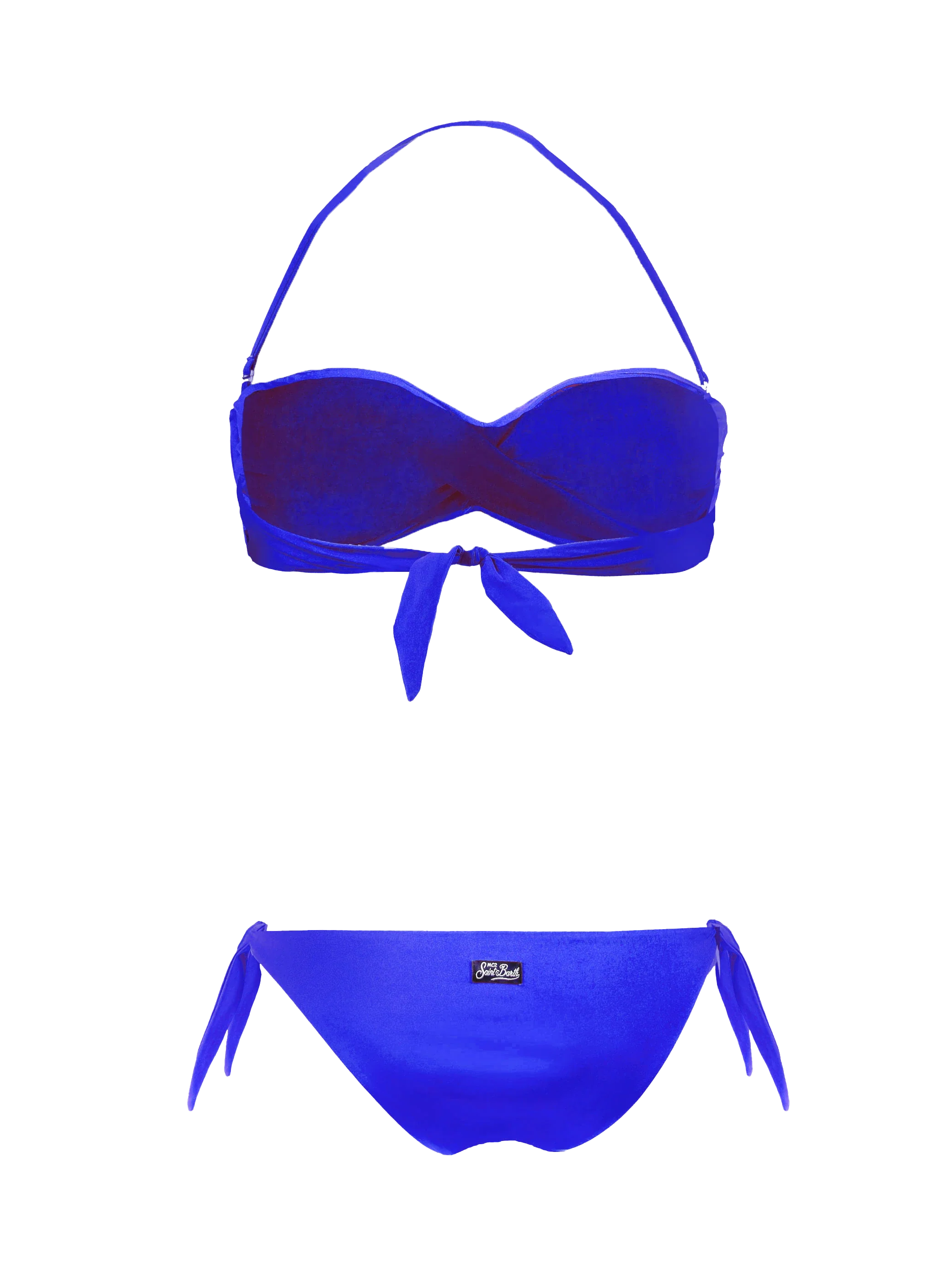 Bluette gedrapeerde band bikini