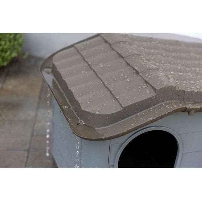 KERBL - Caseta para gatos de exterior - 60 x 51 x 41 cm - Gris y marrón - Plástico