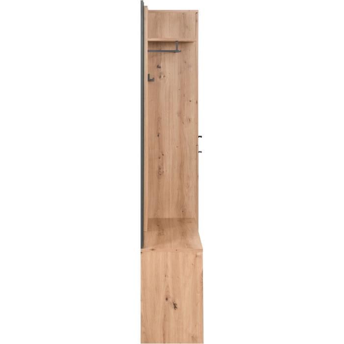 Wardrobe with mirror - MEDAN 42B - Anthracite / Artisan Oak - 122 x 190 x 37 cm