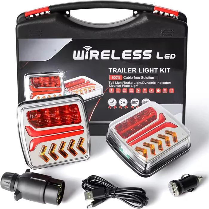 Luci posteriori magnetiche wireless - IP65 - Per rimorchio, roulotte, camper, camion - Luce freno, indicatore di direzione, luce di posizione -