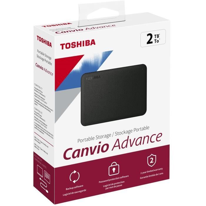 Disco rigido esterno TOSHIBA Canvio Advance USB 3.2 Gen 1 - 2 TB - Nero