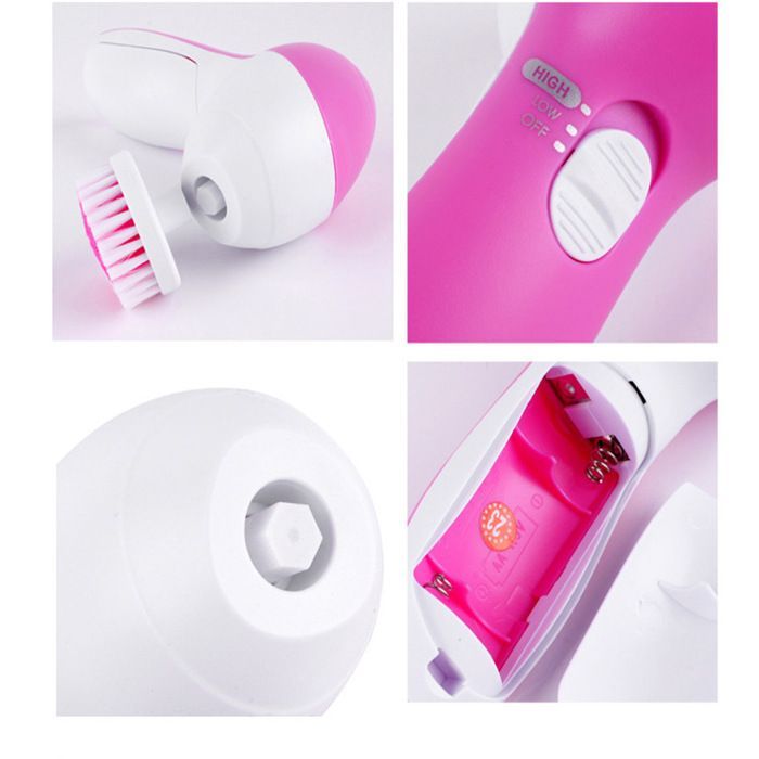 Brosse nettoyante visage rotative : exfoliant électrique 5 en 1, appareil nettoyant rotatif étanche pour un nettoyage
