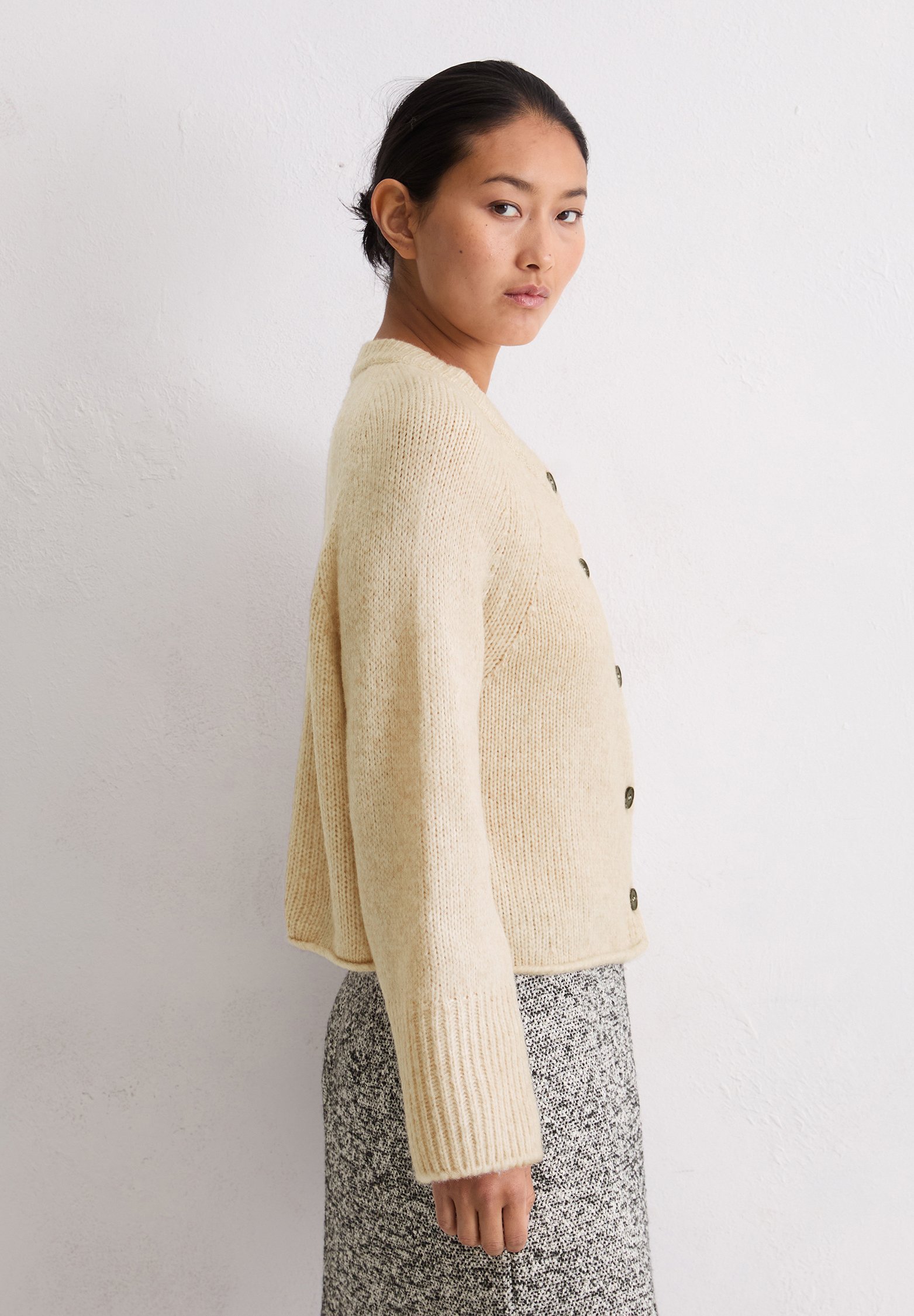 Marc O'Polo LONGSLEEVE ROUNDNECK - Cardigan - natural stone