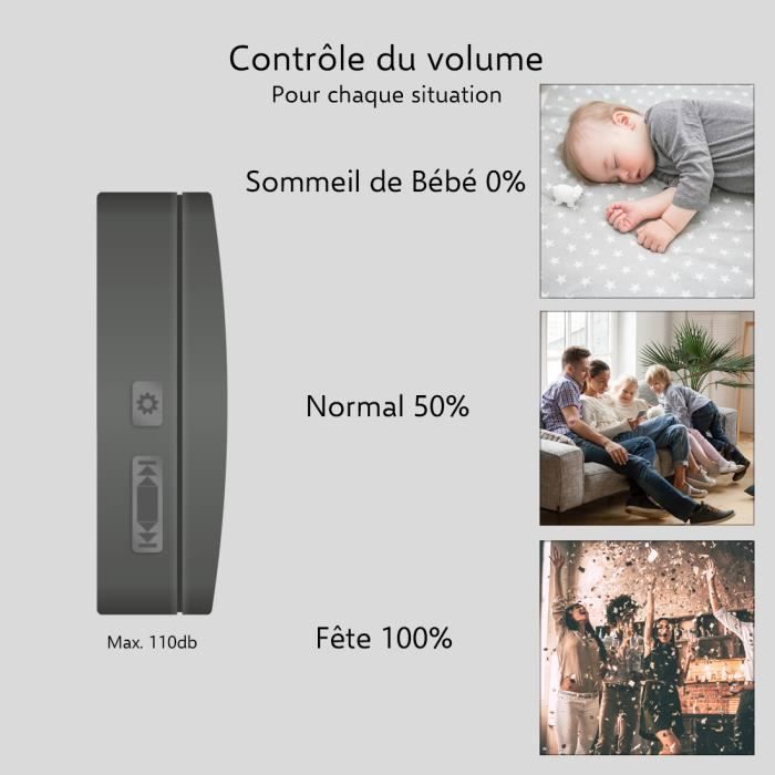 Timbre inalámbrico ELRO DB3000 - 1 receptor con pilas + 1 adaptador para cable - 64 melodías - Alcance inalámbrico: 300 m - Negro