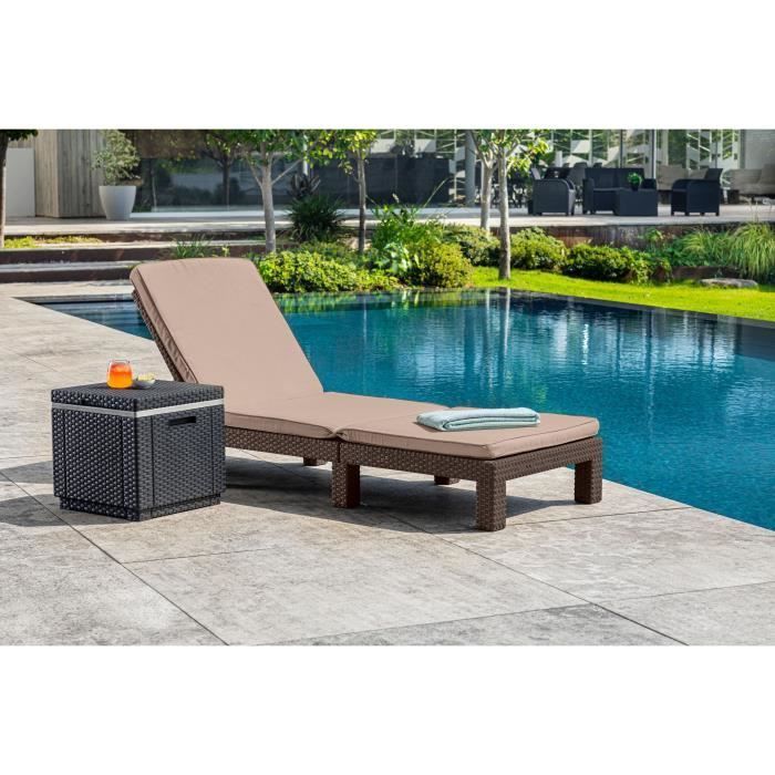 Allibert by KETER - Daytona - espreguiçadeira - resina imitando rattan - marrom - encosto ajustável