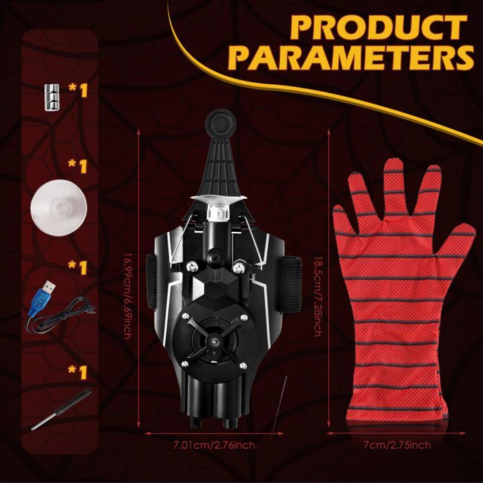 Tireur de Toile d'araignée, Spider Web Shooter Con Launcher Glove, Gant de Lancement pour Enfants, Effet Lumineux, Spider Web