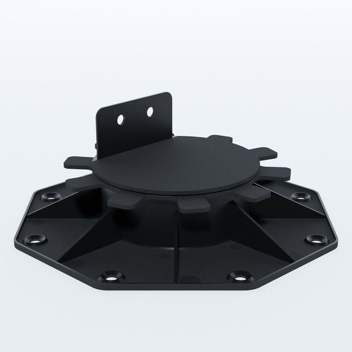 Verstelbare voet van 30 tot 60 mm voor houten en composiet terrasplanken - L: 151 mm - B: 151 mm - D: 60 mm - Zwart