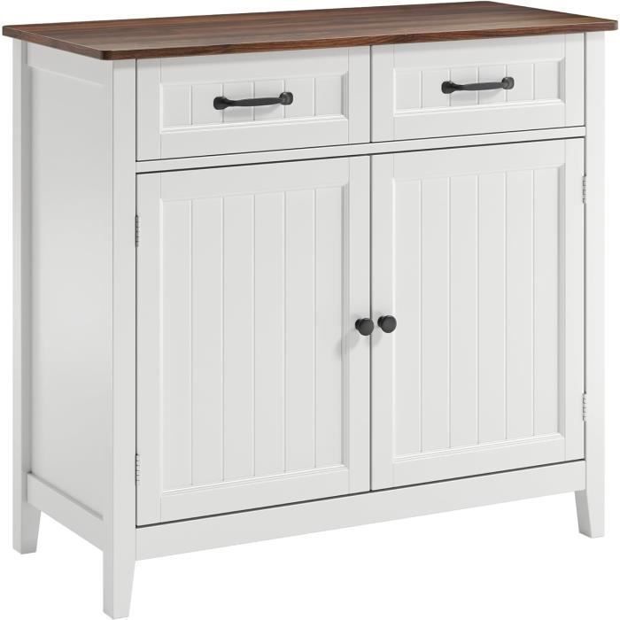 Mobile contenitore Bealife - Marrone - Armadio, Credenza da cucina, Mobile da cucina con 2 ante e 2 cassetti, Mobile da bagno