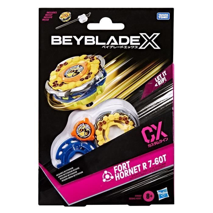 Beyblade X Starter Pack Fort Hornet R 7-60T CX, toupie Takara Tomy de type équilibre, toupies de compétition, dès 8 ans