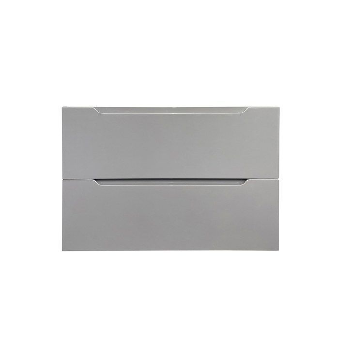 Mueble de baño suspendido con lavabo individual y columna - Gris - 80 cm - STEFANIE