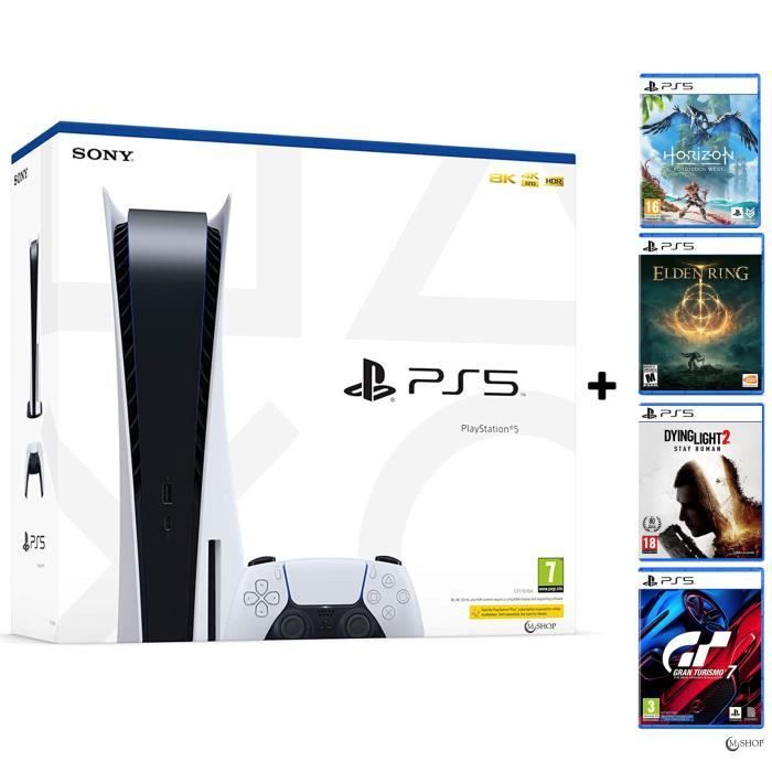 Home console - Sony - Playstation 5 Standard Edition - 825 GB - White - 4 games included